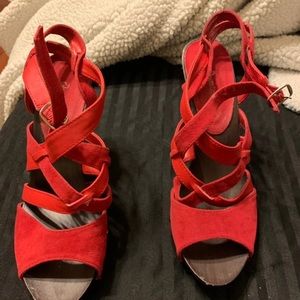 Red strap heels